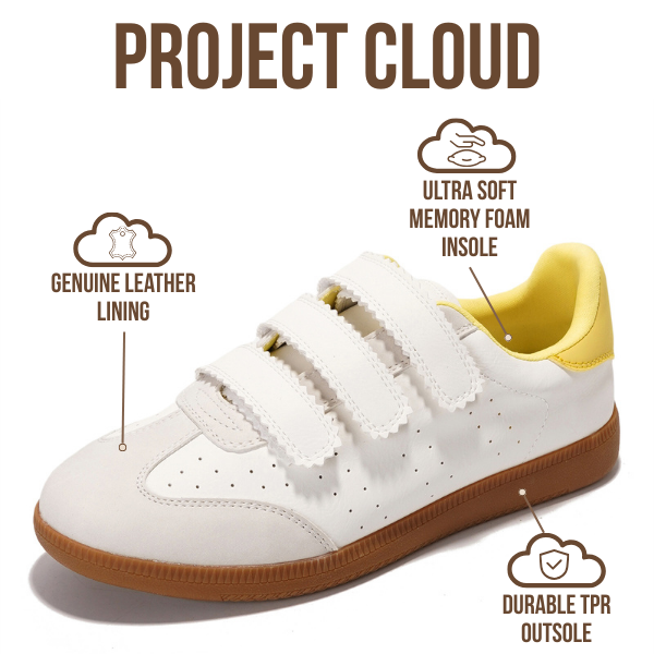 Project Cloud | "Ysabelle" Vegan Leather Women's Trendy Sneakers | Memory Foam Technology | Lightweight | Non-Slip