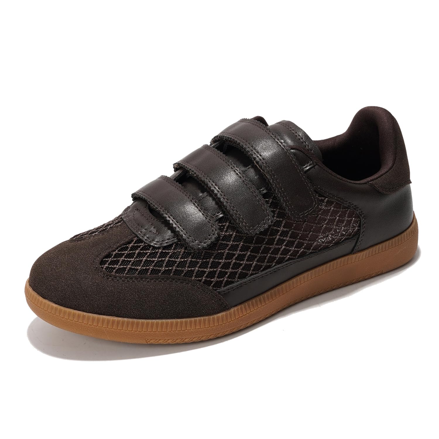Project Cloud Ysabelle brown vegan sneakers, mesh & velcro straps, lightweight women's footwear.