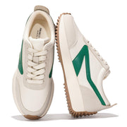 Balinda Women's Sneakers, featuring Project Memory Foam and a green accent design. Stylish women's lace-up sneakers.